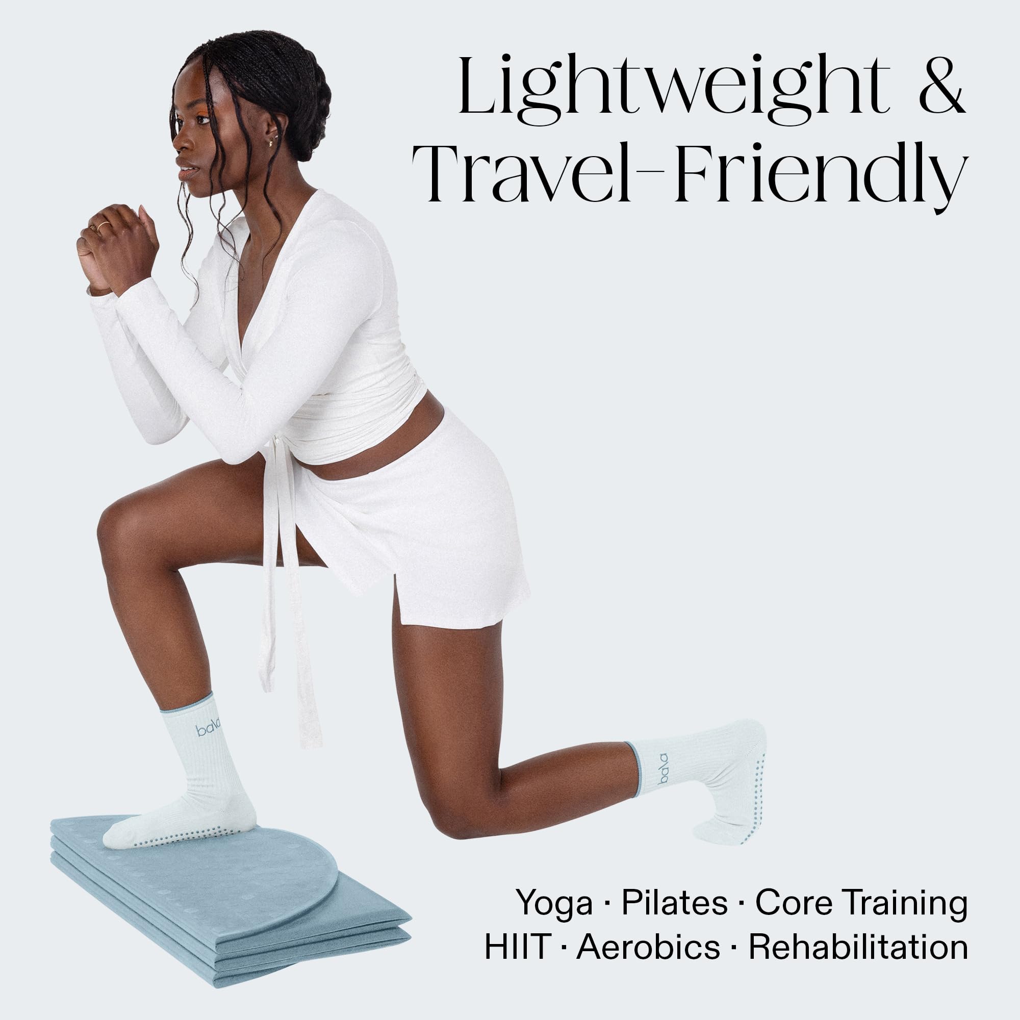 Bala Compact Workout Mat for Gym - 12MM Thick Slip-Resistant & Sweat Absorbing Yoga Mat for Pilates, Core Training & Exercise - Home Fitness Essentials for Women & Men - Travel-Friendly - Image 4