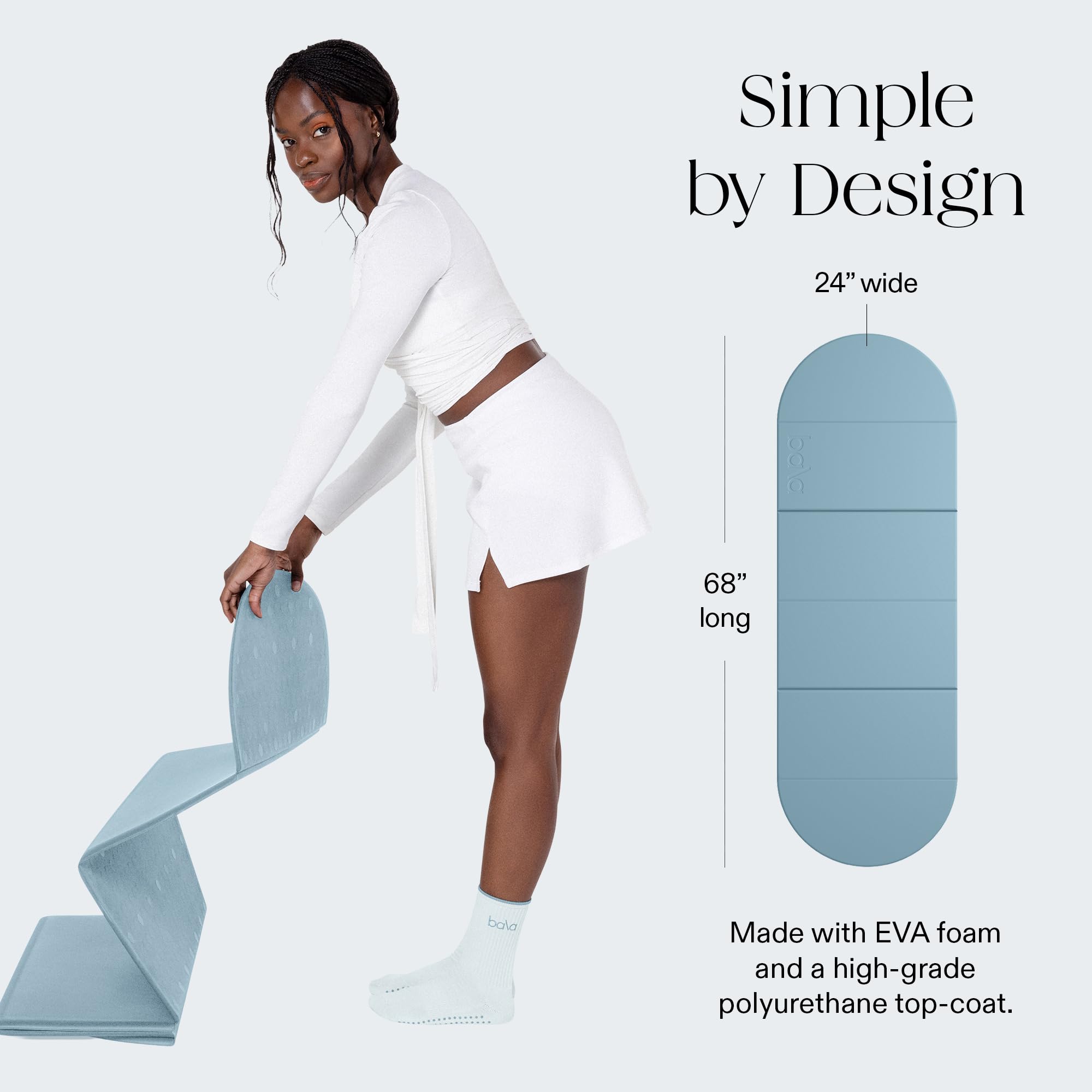 Bala Compact Workout Mat for Gym - 12MM Thick Slip-Resistant & Sweat Absorbing Yoga Mat for Pilates, Core Training & Exercise - Home Fitness Essentials for Women & Men - Travel-Friendly - Image 5