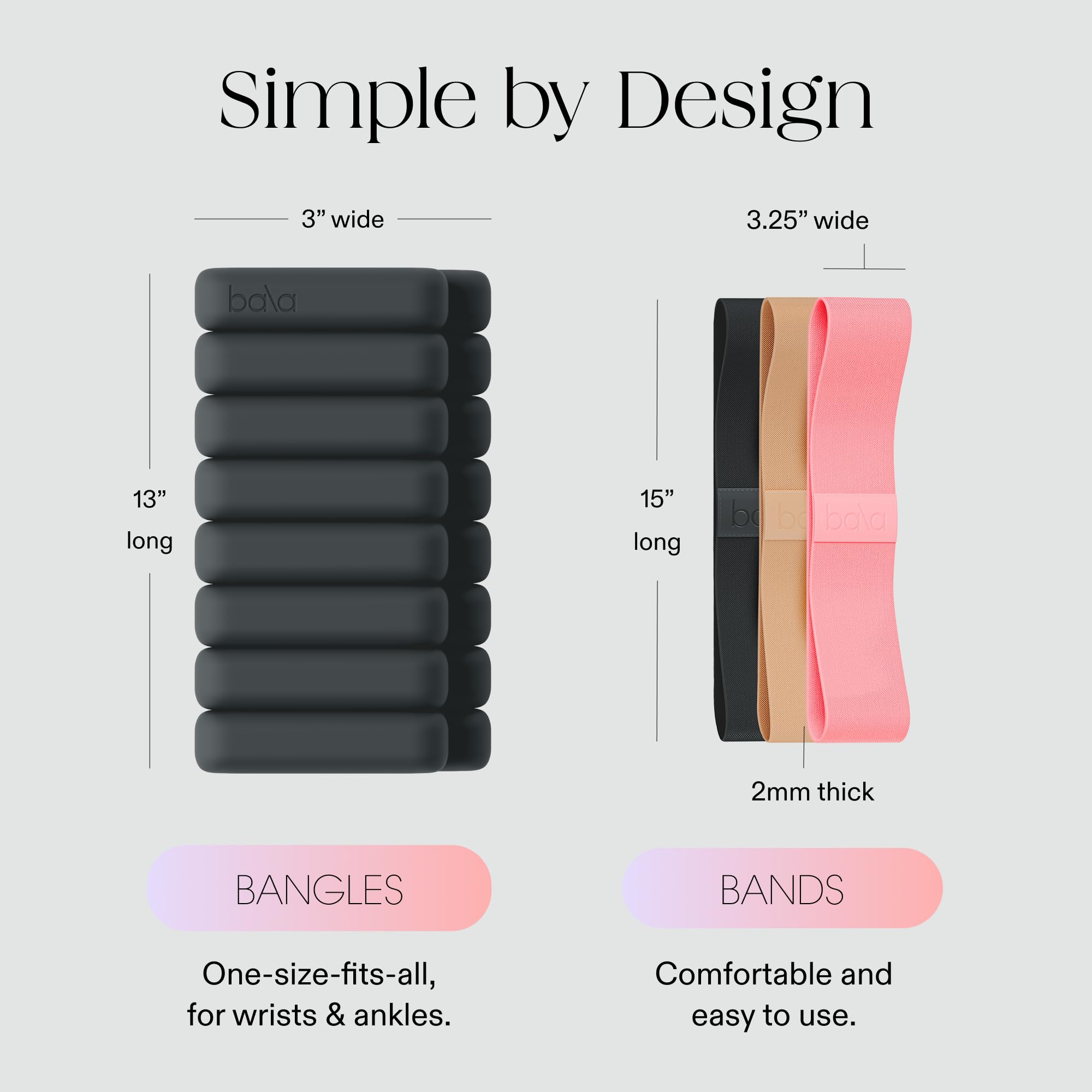 Bangles Wrist & Ankle Weights 2 Pound Pair and Resistance Bands 3 Pack Multicolor – Fitness Bands & Wearable Weights for Strength Training & Toning - Image 4