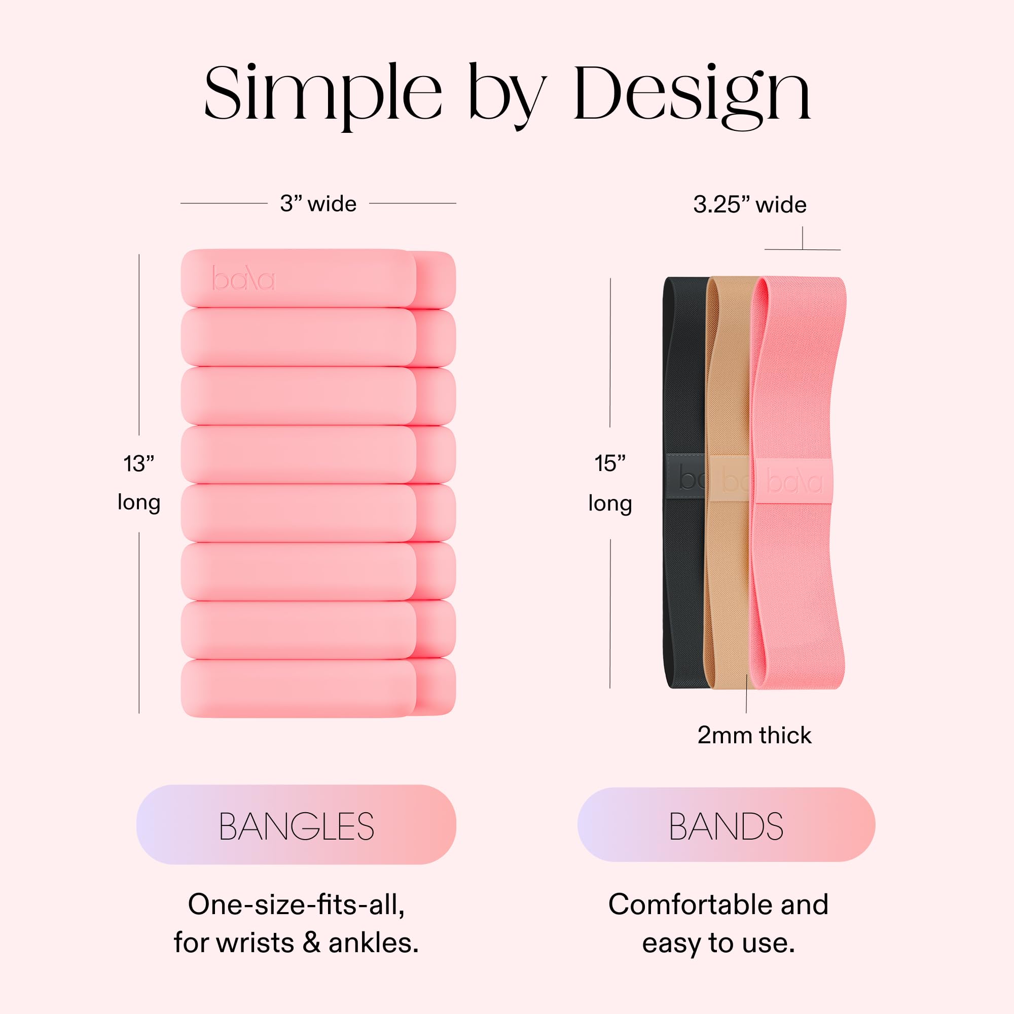 Bangles Wrist & Ankle Weights 2 Pound Pair and Resistance Bands 3 Pack Multicolor – Fitness Bands & Wearable Weights for Strength Training & Toning - Image 4