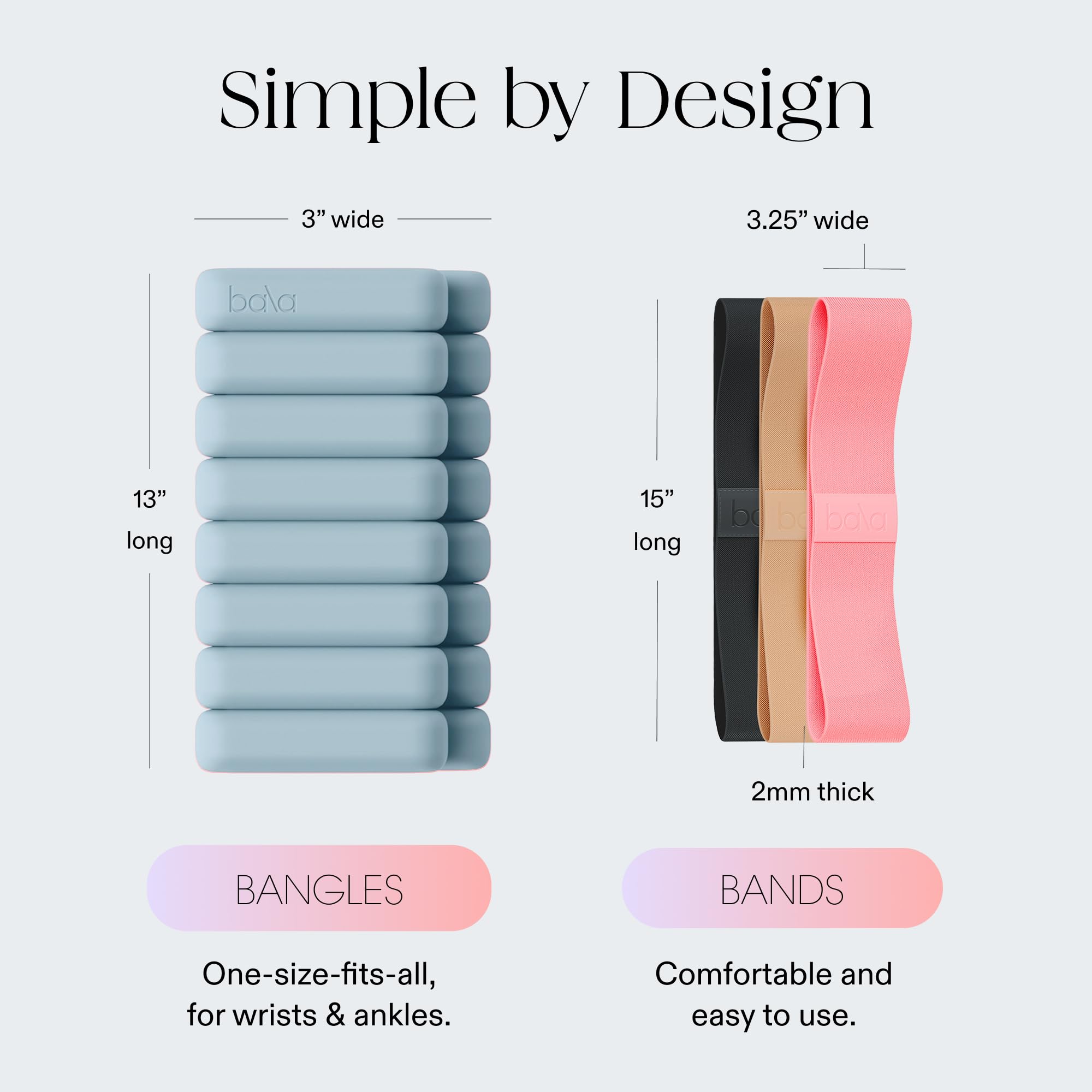 Bangles Wrist & Ankle Weights 2 Pound Pair and Resistance Bands 3 Pack Multicolor – Fitness Bands & Wearable Weights for Strength Training & Toning - Image 4